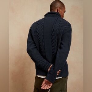 NWT! Banana Republic Navy Banana Republic Organic Cotton Cable-Knit Sweater
